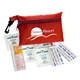 a red polyester zip clip tote sun care kit