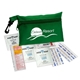 a green polyester zip clip tote sun care kit