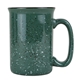 aerial view a dark green 13 oz tall speckle - it ceramic camping mug, image 1 of 4