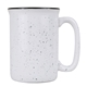 aerial view a white 13 oz tall speckle - it ceramic camping mug, image 1 of 4