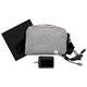 aerial view a black speck fast charger, cable cloth fanny pack set, image 1 of 2