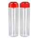 aerial view a red pop up 24 oz full color debossed bottle, image 1 of 2