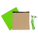aerial view a green executive cloth ear bud set, image 1 of 2