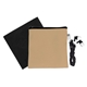 aerial view a black executive cloth ear bud set, image 1 of 2