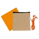 aerial view a orange executive cloth ear bud set, image 1 of 2