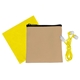 aerial view a yellow executive cloth ear bud set, image 1 of 2