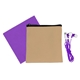 aerial view a purple executive cloth ear bud set, image 1 of 2