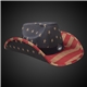 aerial view a black vintage patriotic cowboy hat, image 1 of 2
