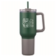 aerial view a pine green pms 554c 3- in -1 stainless steel 20 oz tumbler and cooler with handle, image 1 of 3