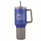 aerial view a royal blue pms 286c 3- in -1 stainless steel 20 oz tumbler and cooler with handle, image 1 of 3