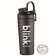 aerial view a black 27 oz shaker water bottle with stainless steel agitator, image 1 of 3