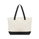 aerial view a black with natural large starboard recycled cotton canvas tote bag, image 1 of 4
