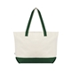 aerial view a forest green with natural large starboard recycled cotton canvas tote bag, image 1 of 4