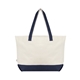 aerial view a navy with natural large starboard recycled cotton canvas tote bag, image 1 of 4