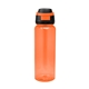 aerial view a translucent orange with black 32 oz pop sip rpet bottle, image 1 of 4