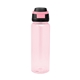 aerial view a translucent pink with black 32 oz pop sip rpet bottle, image 1 of 4