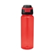 aerial view a translucent red with black 32 oz pop sip rpet bottle, image 1 of 4