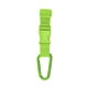 aerial view a lime green adjustable buckle strap with carabiner, image 1 of 4