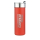 aerial view a red 18 oz double wall stainless steel vacuum tumbler with copper lining, image 1 of 4