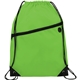 aerial view a lime green robin drawstring polyester bag with front zipper pocket, image 1 of 3