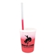 aerial view a group of promotional personalized 12 oz mood plastic stadium cup / straw / lid set, image 13 of 13