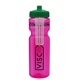 a transparent hot pink bottle & green lid & translucent frost infuser basket 28 oz infuser water bottle
