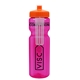 a transparent hot pink bottle & orange lid & translucent frost infuser basket 28 oz infuser water bottle