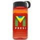 a transparent red bottle & black lid & orange band groove stripe 20 oz tritan(tm) sports bottle with tethered lid and digital imprint