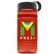 a transparent red bottle & black lid & red band groove stripe 20 oz tritan(tm) sports bottle with tethered lid and digital imprint