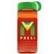 a transparent red bottle & green lid & orange band groove stripe 20 oz tritan(tm) sports bottle with tethered lid and digital imprint