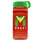 a transparent red bottle & green lid & red band groove stripe 20 oz tritan(tm) sports bottle with tethered lid and digital imprint
