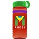 a transparent red bottle & green lid & violet band groove stripe 20 oz tritan(tm) sports bottle with tethered lid and digital imprint