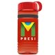 a transparent red bottle & red lid & black band groove stripe 20 oz tritan(tm) sports bottle with tethered lid and digital imprint
