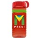 a transparent red bottle & red lid & lime green band groove stripe 20 oz tritan(tm) sports bottle with tethered lid and digital imprint