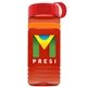 a transparent red bottle & red lid & orange band groove stripe 20 oz tritan(tm) sports bottle with tethered lid and digital imprint