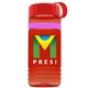 a transparent red bottle & red lid & pink band groove stripe 20 oz tritan(tm) sports bottle with tethered lid and digital imprint