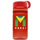 a transparent red bottle & red lid & red band groove stripe 20 oz tritan(tm) sports bottle with tethered lid and digital imprint