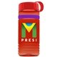 a transparent red bottle & red lid & violet band groove stripe 20 oz tritan(tm) sports bottle with tethered lid and digital imprint