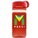 a transparent red bottle & red lid & white band groove stripe 20 oz tritan(tm) sports bottle with tethered lid and digital imprint