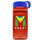 a transparent red bottle & royal blue lid & red band groove stripe 20 oz tritan(tm) sports bottle with tethered lid and digital imprint