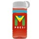 a transparent red bottle & white lid & cyan band groove stripe 20 oz tritan(tm) sports bottle with tethered lid and digital imprint