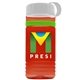a transparent red bottle & white lid & lime green band groove stripe 20 oz tritan(tm) sports bottle with tethered lid and digital imprint