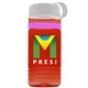 a transparent red bottle & white lid & pink band groove stripe 20 oz tritan(tm) sports bottle with tethered lid and digital imprint