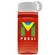 a transparent red bottle & white lid & red band groove stripe 20 oz tritan(tm) sports bottle with tethered lid and digital imprint