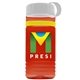 a transparent red bottle & white lid & yellow band groove stripe 20 oz tritan(tm) sports bottle with tethered lid and digital imprint