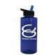 a transparent navy blue bottle & black w/ blue spout lid the mountaineer - 36 oz tritan(tm) bottle with flip straw lid