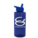 a transparent navy blue bottle & blue lid the mountaineer - 36 oz tritan(tm) bottle with flip straw lid