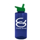 a transparent navy blue bottle & green lid the mountaineer - 36 oz tritan(tm) bottle with flip straw lid