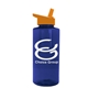 a transparent navy blue bottle & orange lid the mountaineer - 36 oz tritan(tm) bottle with flip straw lid