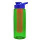 a transparent green bottle & royal blue lid & red infuser the flair - 26 oz transparent tritan(tm) bottle with drink thru lid and large infuser